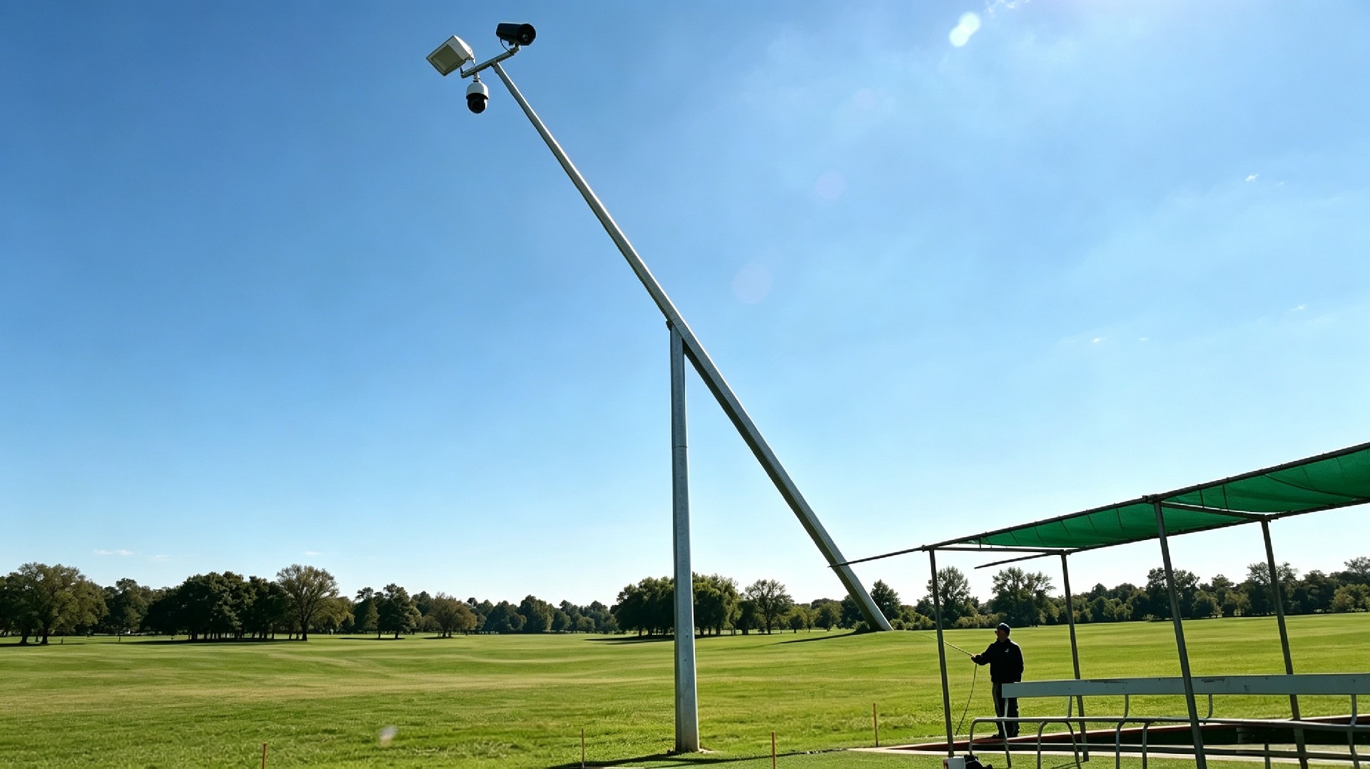 Mid‑hinged CCTV pole for remote border frontier surveillance, no MEWP required
